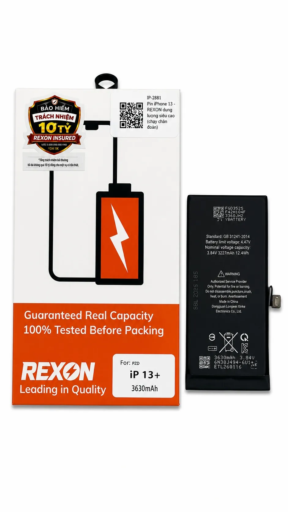 Pin iPhone 13 dung lượng siêu cao - REXON  (Chạy chuẩn đoán)
