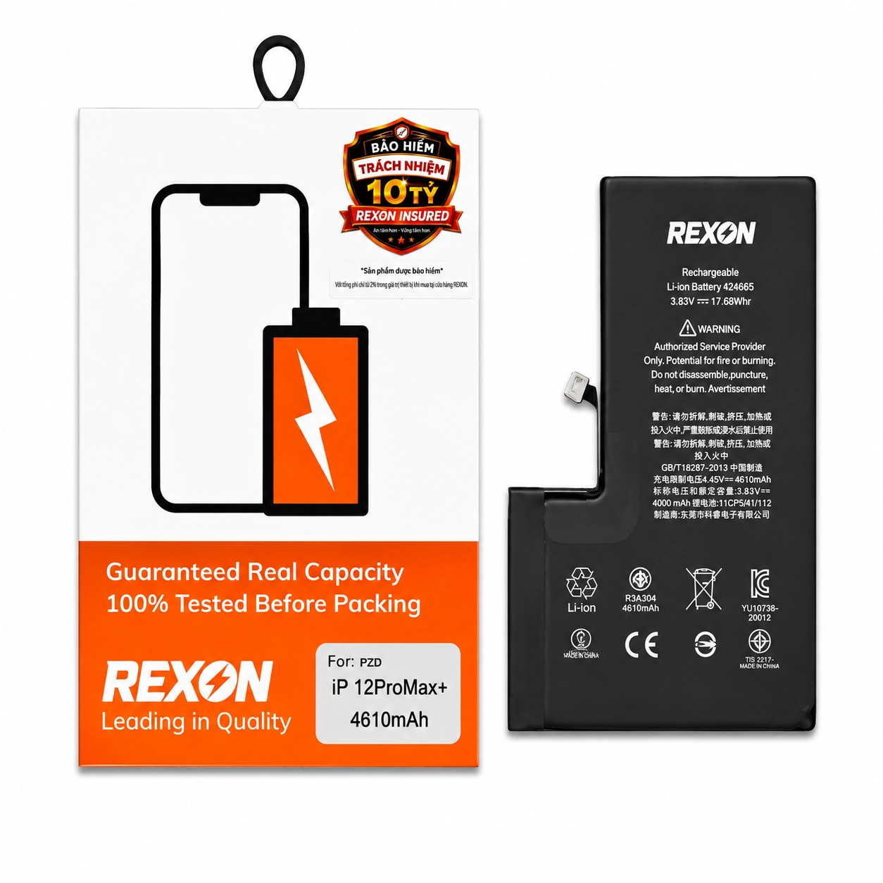 Pin iPhone 12 Pro Max dung lượng siêu cao - REXON  (Chạy chuẩn đoán)