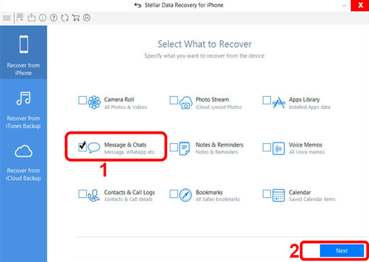 Lấy lại tin nhắn đã xóa trên messenger trên điện thoại với Stellar Data Recovery phiên bản iOS