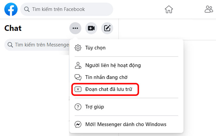 chọn đoạn chat đã lưu trữ để khôi phục tin nhắn đã xóa trên Messenger