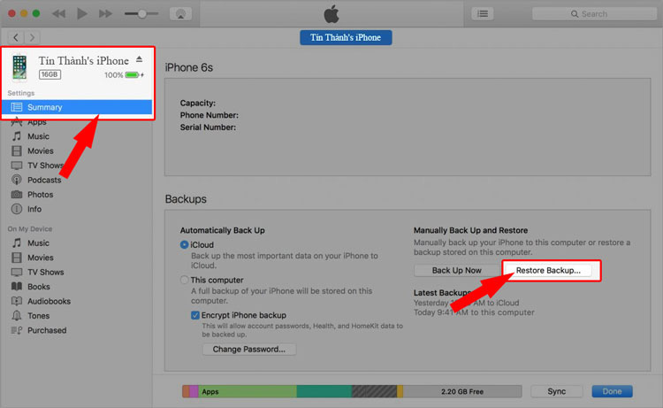 Cách khôi phục ghi chú trên iPhone đã xóa vĩnh viễn bằng iTunes